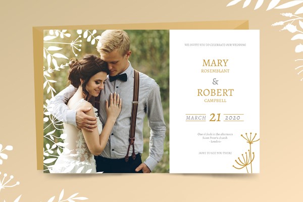 Trouwkaart met koppel en tekst