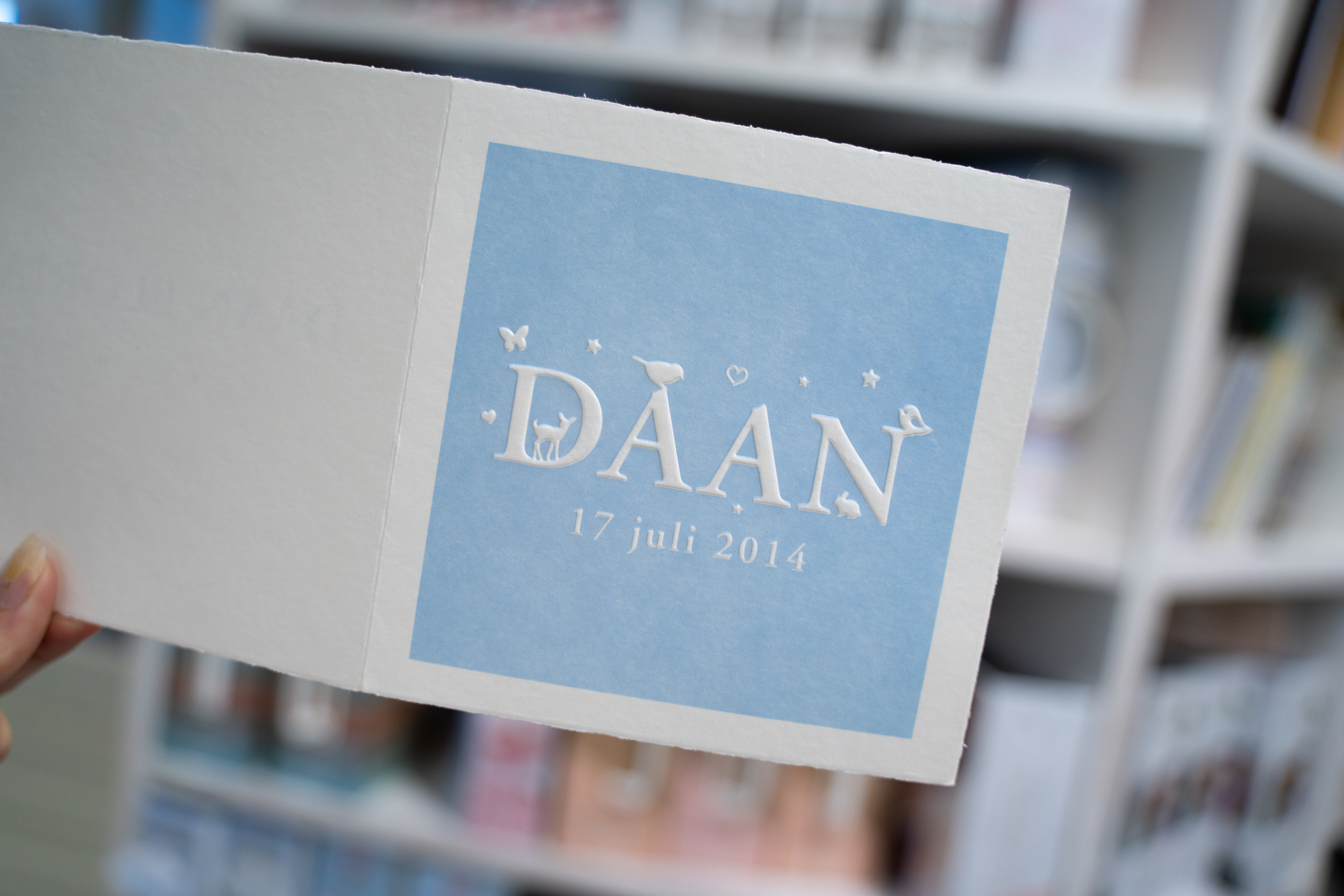 geboortekaartje blauw met naam